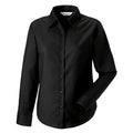 Black - Back - Russell Collection Ladies-Womens Long Sleeve Easy Care Oxford Shirt