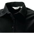 Black - Side - Russell Collection Ladies-Womens Long Sleeve Easy Care Oxford Shirt