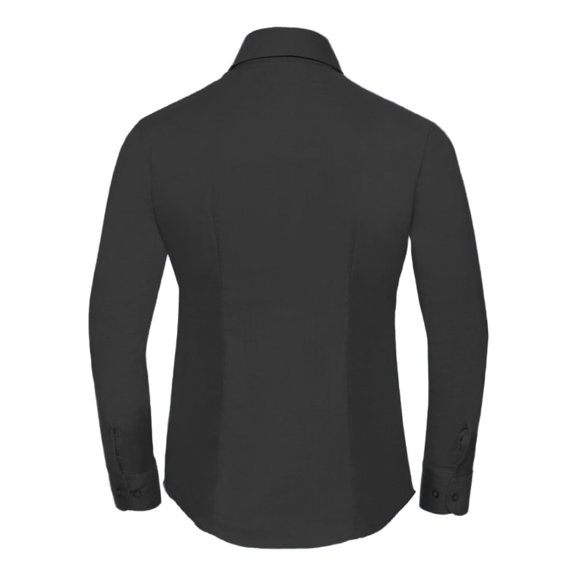Black - Back - Russell Collection Ladies-Womens Long Sleeve Easy Care Oxford Shirt