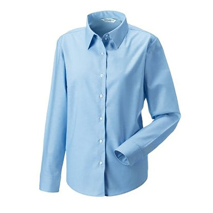 Oxford Blue - Lifestyle - Russell Collection Ladies-Womens Long Sleeve Easy Care Oxford Shirt
