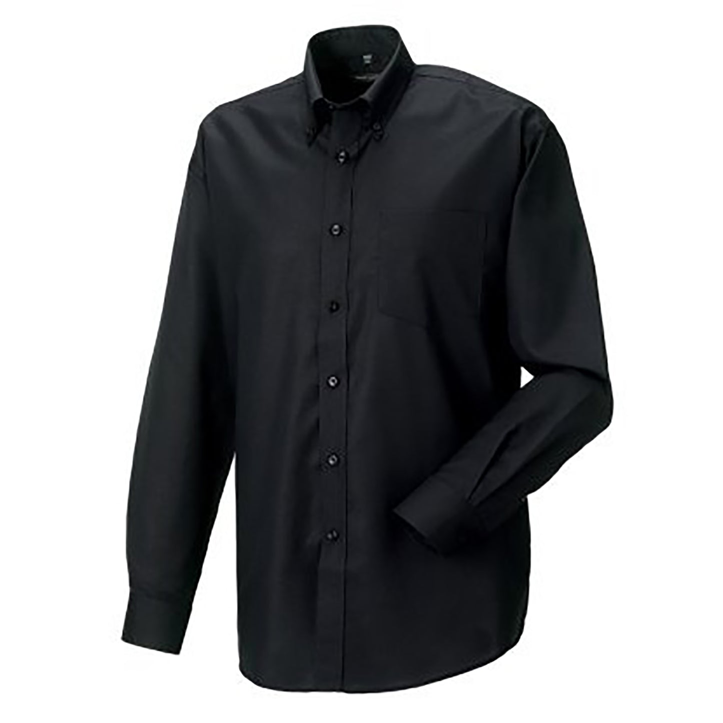 Black - Back - Russell Collection Mens Long Sleeve Easy Care Oxford Shirt