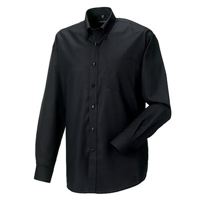 Black - Back - Russell Collection Mens Long Sleeve Easy Care Oxford Shirt