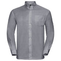 Silver Grey - Front - Russell Collection Mens Long Sleeve Easy Care Oxford Shirt