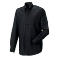 Black - Back - Russell Collection Mens Long Sleeve Easy Care Oxford Shirt
