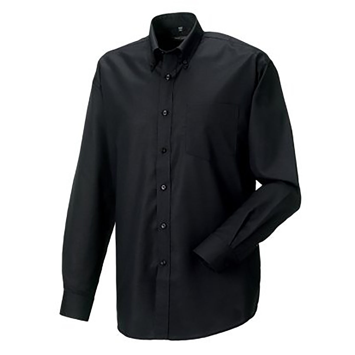 Black - Back - Russell Collection Mens Long Sleeve Easy Care Oxford Shirt
