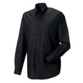 Black - Back - Russell Collection Mens Long Sleeve Easy Care Oxford Shirt