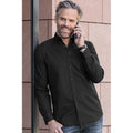 Black - Side - Russell Collection Mens Long Sleeve Easy Care Oxford Shirt