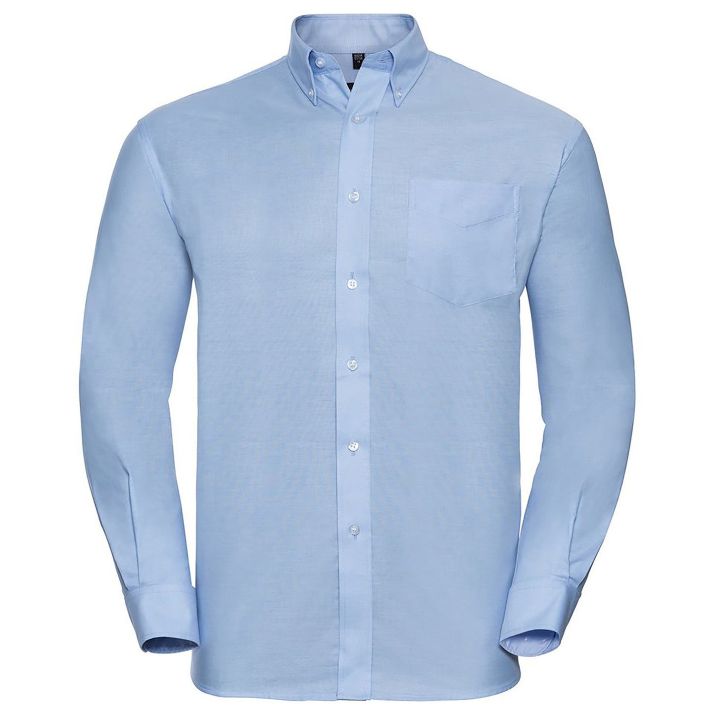 Oxford Blue - Front - Russell Collection Mens Long Sleeve Easy Care Oxford Shirt