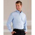 Oxford Blue - Side - Russell Collection Mens Long Sleeve Easy Care Oxford Shirt