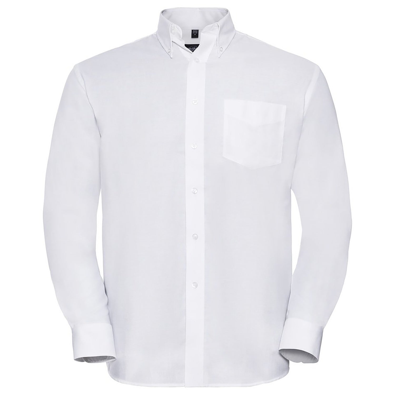 White - Front - Russell Collection Mens Long Sleeve Easy Care Oxford Shirt