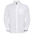 White - Front - Russell Collection Mens Long Sleeve Easy Care Oxford Shirt