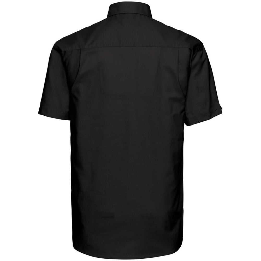 Black - Back - Russell Collection Mens Short Sleeve Easy Care Oxford Shirt