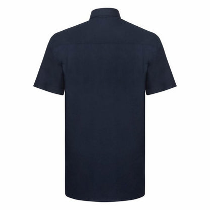 Bright Navy - Back - Russell Collection Mens Short Sleeve Easy Care Oxford Shirt