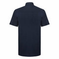 Bright Navy - Back - Russell Collection Mens Short Sleeve Easy Care Oxford Shirt