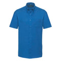 Oxford Blue - Front - Russell Collection Mens Short Sleeve Easy Care Oxford Shirt