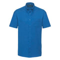 Oxford Blue - Front - Russell Collection Mens Short Sleeve Easy Care Oxford Shirt