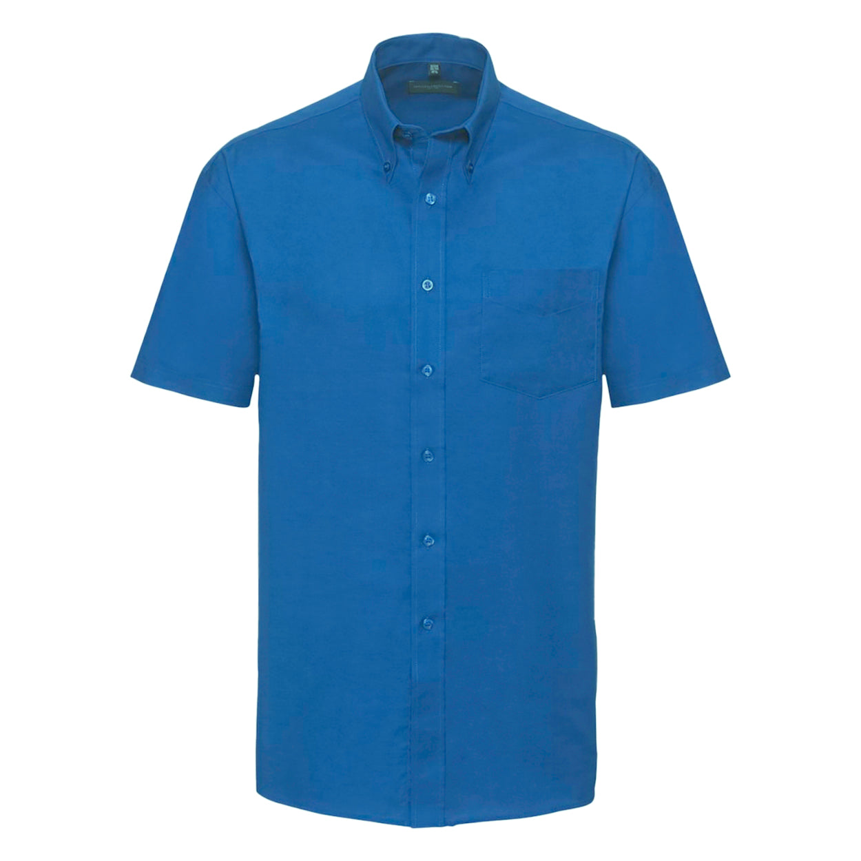 Oxford Blue - Front - Russell Collection Mens Short Sleeve Easy Care Oxford Shirt