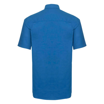 Oxford Blue - Back - Russell Collection Mens Short Sleeve Easy Care Oxford Shirt