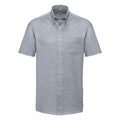 Silver Grey - Front - Russell Collection Mens Short Sleeve Easy Care Oxford Shirt