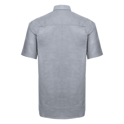 Silver Grey - Back - Russell Collection Mens Short Sleeve Easy Care Oxford Shirt
