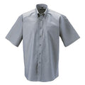 Silver Grey - Side - Russell Collection Mens Short Sleeve Easy Care Oxford Shirt