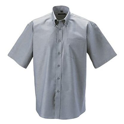 Silver Grey - Side - Russell Collection Mens Short Sleeve Easy Care Oxford Shirt