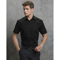 Black - Pack Shot - Russell Collection Mens Short Sleeve Easy Care Oxford Shirt