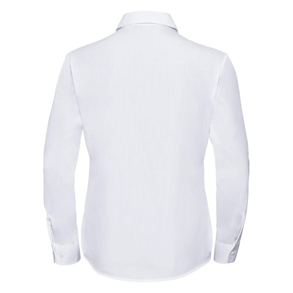 White - Back - Russell Collection Ladies-Womens Long Sleeve Shirt