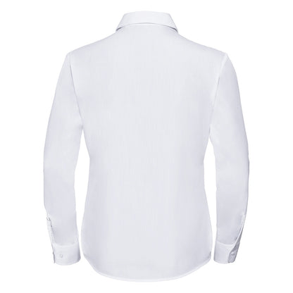 White - Back - Russell Collection Ladies-Womens Long Sleeve Shirt