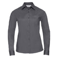 Convoy Grey - Front - Russell Collection Ladies-Womens Long Sleeve Shirt