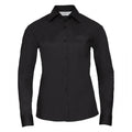 Black - Front - Russell Collection Ladies-Womens Long Sleeve Shirt