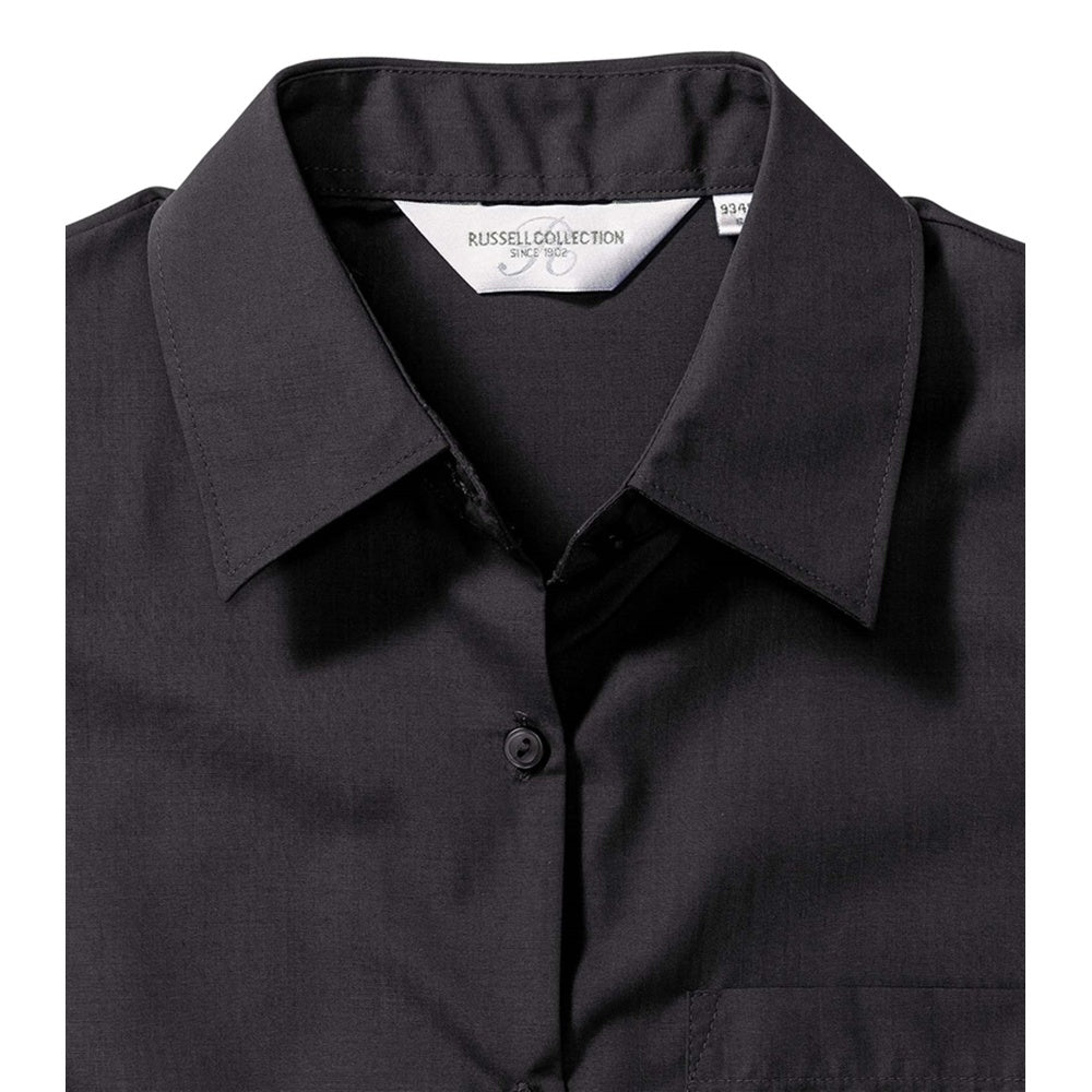 Black - Back - Russell Collection Ladies-Womens Long Sleeve Shirt