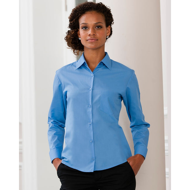 Corporate Blue - Back - Russell Collection Ladies-Womens Long Sleeve Shirt