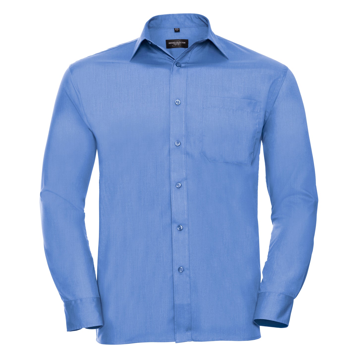 Corporate Blue - Front - Russell Collection Mens Long Sleeve Shirt