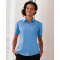 Corporate Blue - Back - Russell Collection Ladies-Womens Short Sleeve Poly-Cotton Easy Care Poplin Shirt