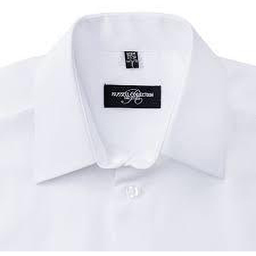 White - Side - Russell Collection Ladies-Womens Short Sleeve Poly-Cotton Easy Care Poplin Shirt
