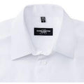 White - Lifestyle - Russell Collection Ladies-Womens Short Sleeve Poly-Cotton Easy Care Poplin Shirt