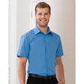 Corporate Blue - Side - Russell Collection Mens Short Sleeve Poly-Cotton Easy Care Poplin Shirt