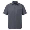 Convoy Grey - Front - Russell Collection Mens Short Sleeve Poly-Cotton Easy Care Poplin Shirt
