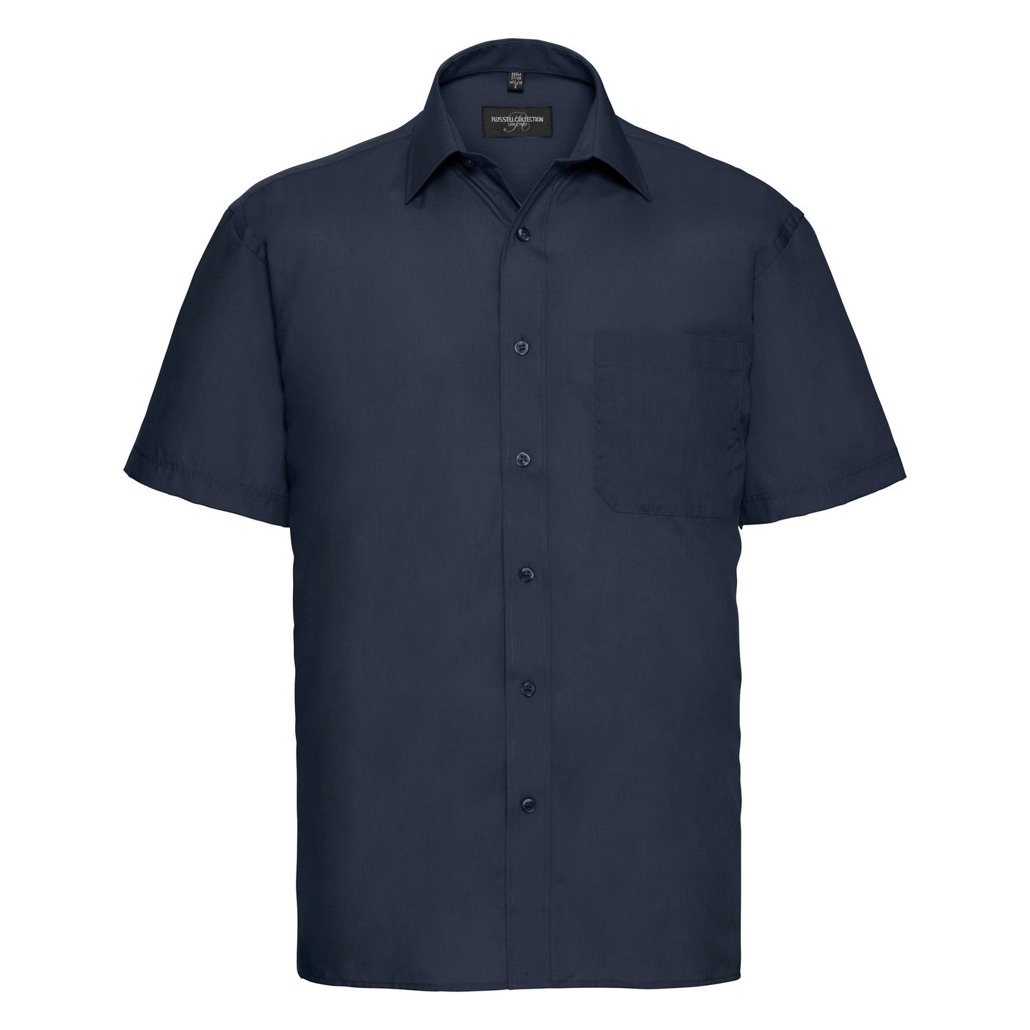 Convoy Grey - Lifestyle - Russell Collection Mens Short Sleeve Poly-Cotton Easy Care Poplin Shirt