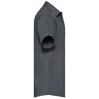 Convoy Grey - Side - Russell Collection Mens Short Sleeve Poly-Cotton Easy Care Poplin Shirt