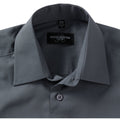 Convoy Grey - Lifestyle - Russell Collection Mens Short Sleeve Poly-Cotton Easy Care Poplin Shirt