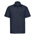 French Navy - Front - Russell Collection Mens Short Sleeve Poly-Cotton Easy Care Poplin Shirt