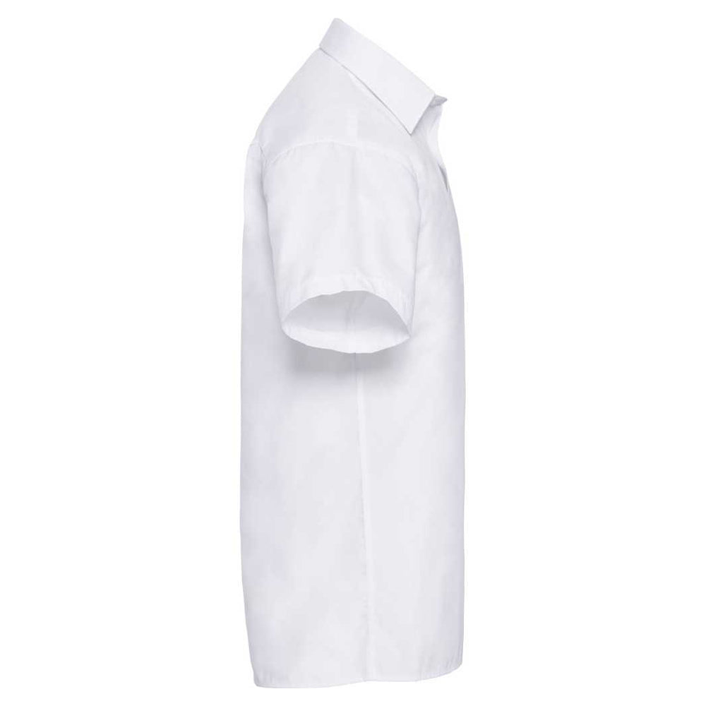 White - Back - Russell Collection Mens Short Sleeve Poly-Cotton Easy Care Poplin Shirt