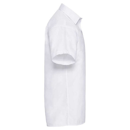 White - Back - Russell Collection Mens Short Sleeve Poly-Cotton Easy Care Poplin Shirt