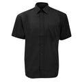 Black - Front - Russell Collection Mens Short Sleeve Poly-Cotton Easy Care Poplin Shirt