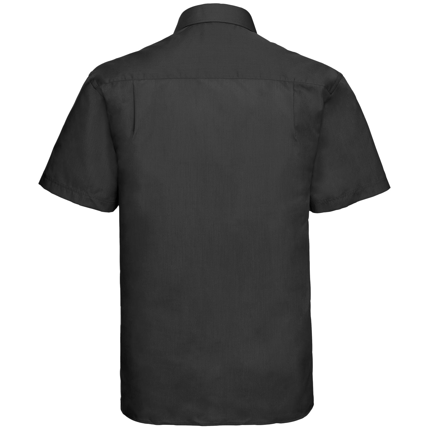 Black - Back - Russell Collection Mens Short Sleeve Poly-Cotton Easy Care Poplin Shirt