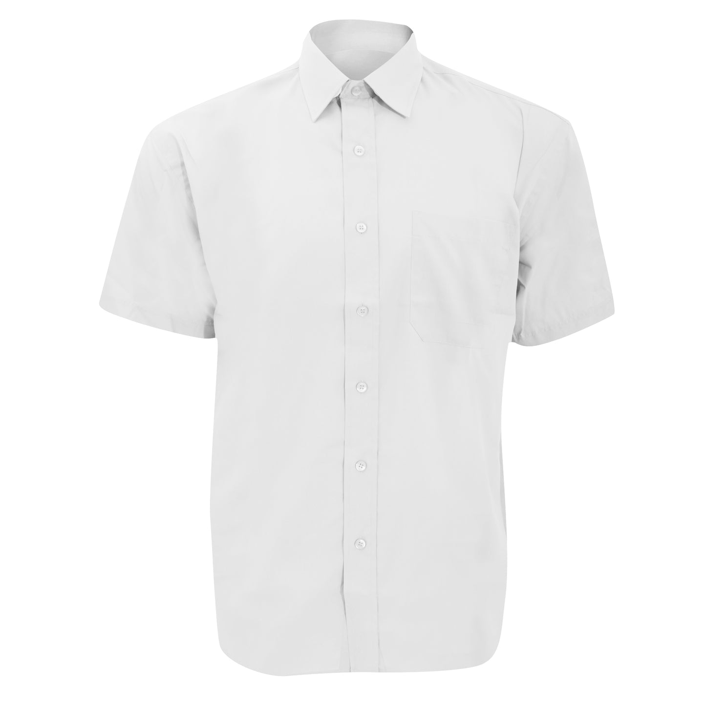 White - Front - Russell Collection Mens Short Sleeve Poly-Cotton Easy Care Poplin Shirt