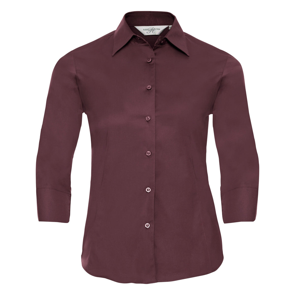 Port - Front - Russell Collection Ladies-Womens 3-4 Sleeve Easy Care Fitted Shirt