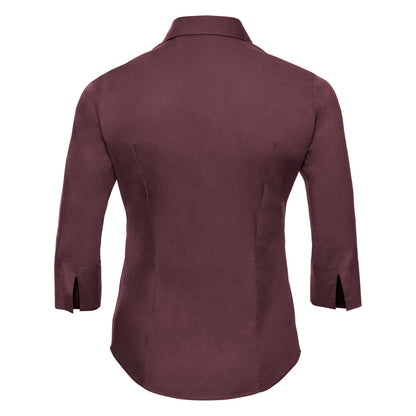 Port - Side - Russell Collection Ladies-Womens 3-4 Sleeve Easy Care Fitted Shirt